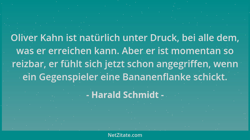 Harald Schmidt - Oliver Kahn ist natürlich unter Druck, bei alle dem, was er erreichen kann. Aber er ist momentan so reizba...