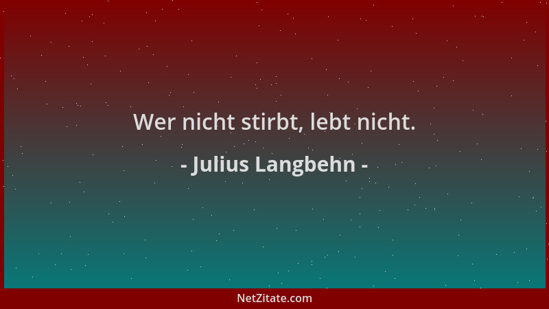 Julius Langbehn - Wer nicht stirbt, lebt nicht....