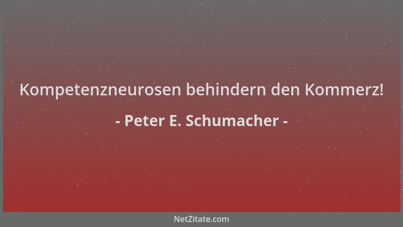 Peter E. Schumacher - Kompetenzneurosen behindern den Kommerz!...