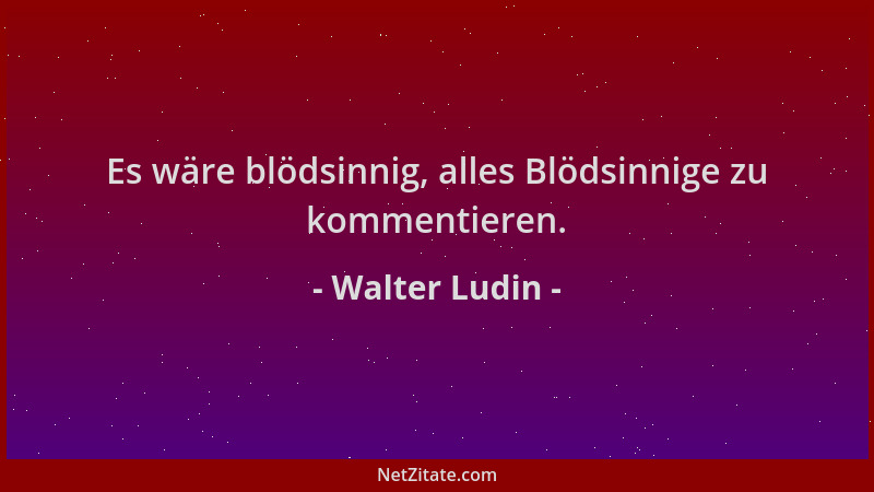 Walter Ludin - Es wäre blödsinnig, alles Blödsinnige zu kommentieren....