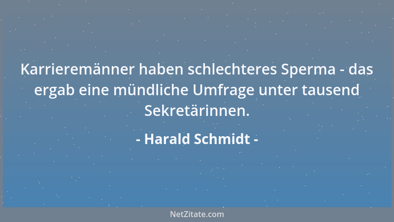 Harald Schmidt - Karrieremänner haben schlechteres Sperma - das ergab eine mündliche Umfrage unter tausend Sekretärinnen....