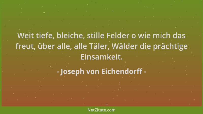 Joseph von Eichendorff - Weit tiefe, bleiche, stille Felder o wie mich das freut, über alle, alle Täler, Wälder die prächti...