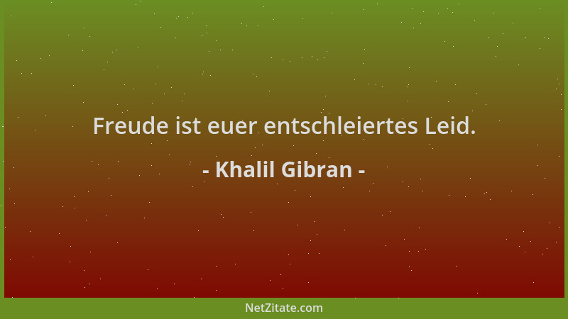Khalil Gibran - Freude ist euer entschleiertes Leid....
