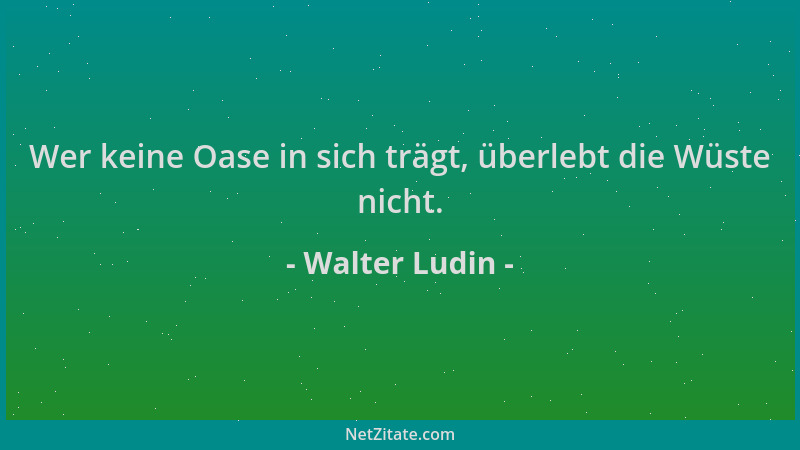 Walter Ludin - Wer keine Oase in sich trägt, überlebt die Wüste nicht....