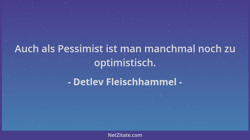 Detlev Fleischhammel - Auch als Pessimist ist man manchmal noch zu optimistisch....