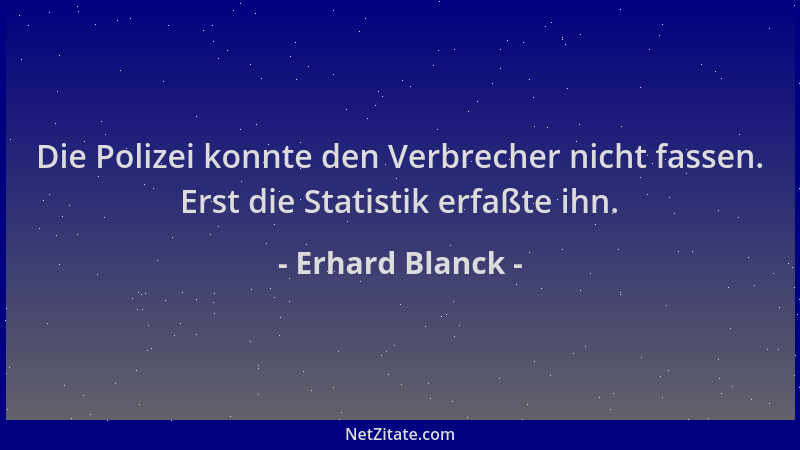 Erhard Blanck - Die Polizei konnte den Verbrecher nicht fassen. Erst die Statistik erfaßte ihn....