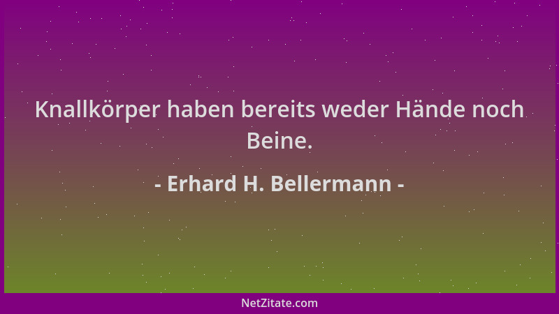 Erhard H. Bellermann - Knallkörper haben bereits weder Hände noch Beine....