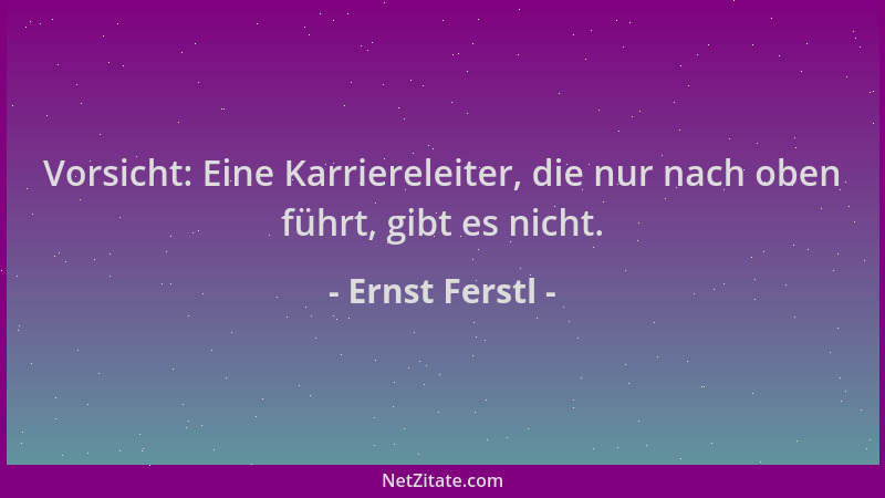 Ernst Ferstl - Vorsicht: Eine Karriereleiter, die nur nach oben führt, gibt es nicht....