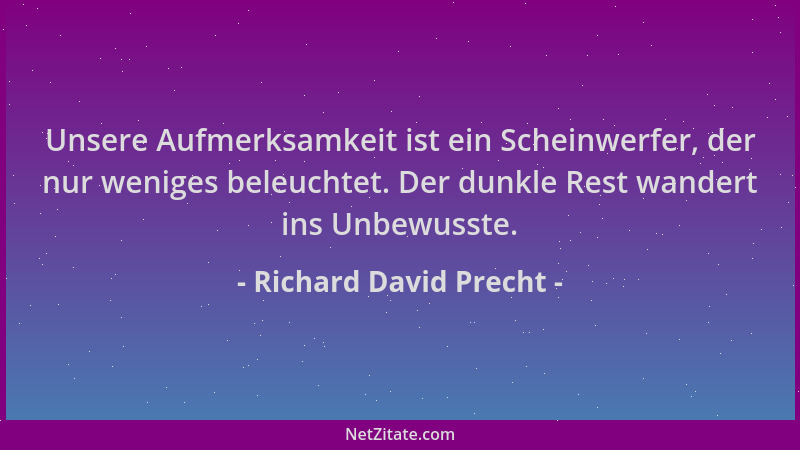 Richard David Precht - Unsere Aufmerksamkeit ist ein Scheinwerfer, der nur weniges beleuchtet. Der dunkle Rest wandert ins...