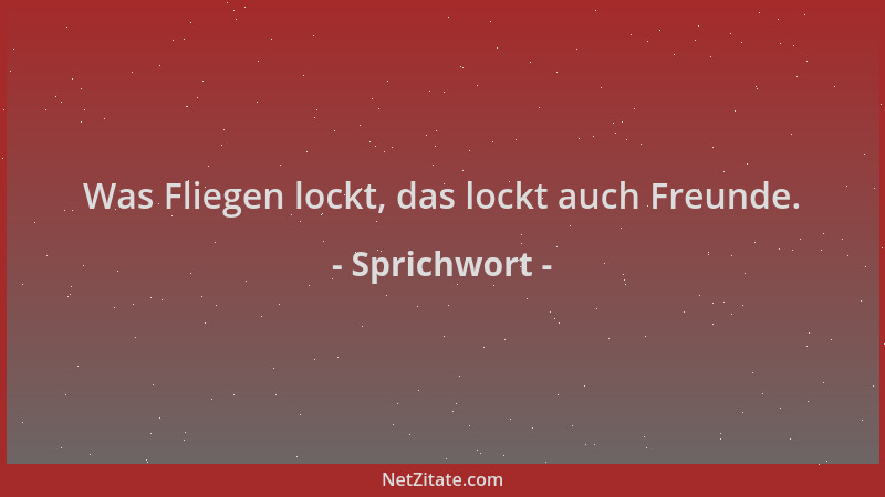 Sprichwort - Was Fliegen lockt, das lockt auch Freunde....