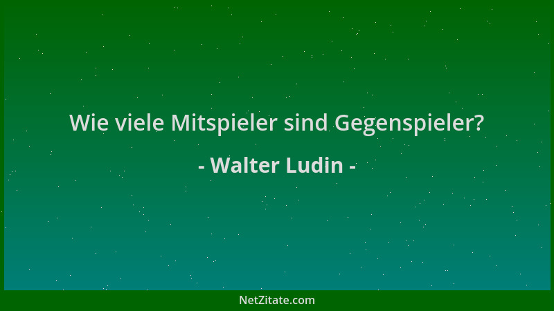 Walter Ludin - Wie viele Mitspieler sind Gegenspieler?...