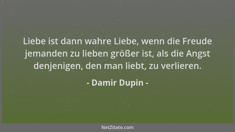Damir Dupin - Liebe ist dann wahre Liebe, wenn die Freude jemanden zu lieben größer ist, als die Angst denjenigen, den man...