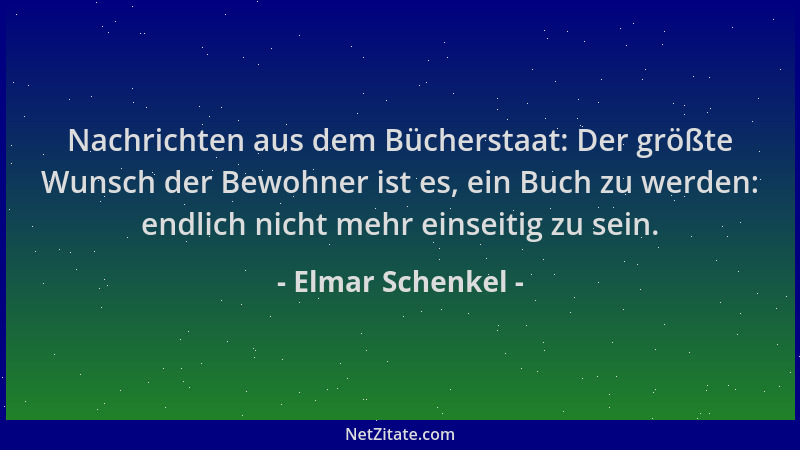 Elmar Schenkel - Nachrichten aus dem Bücherstaat: Der größte Wunsch der Bewohner ist es, ein Buch zu werden: endlich nicht...