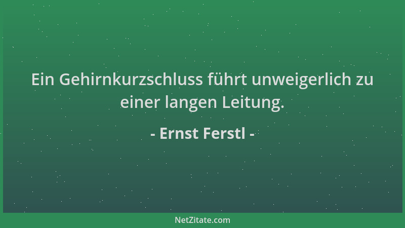 Ernst Ferstl - Ein Gehirnkurzschluss führt unweigerlich zu einer langen Leitung....