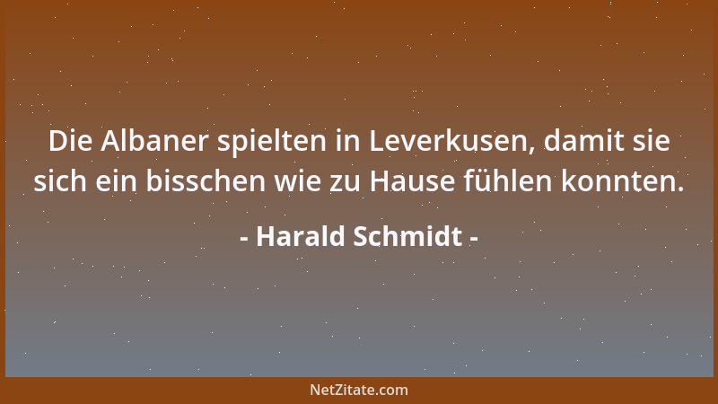 Harald Schmidt - Die Albaner spielten in Leverkusen, damit sie sich ein bisschen wie zu Hause fühlen konnten....