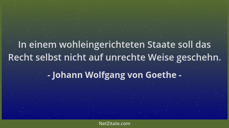 Johann Wolfgang von Goethe - In einem wohleingerichteten Staate soll das Recht selbst nicht auf unrechte Weise geschehn....