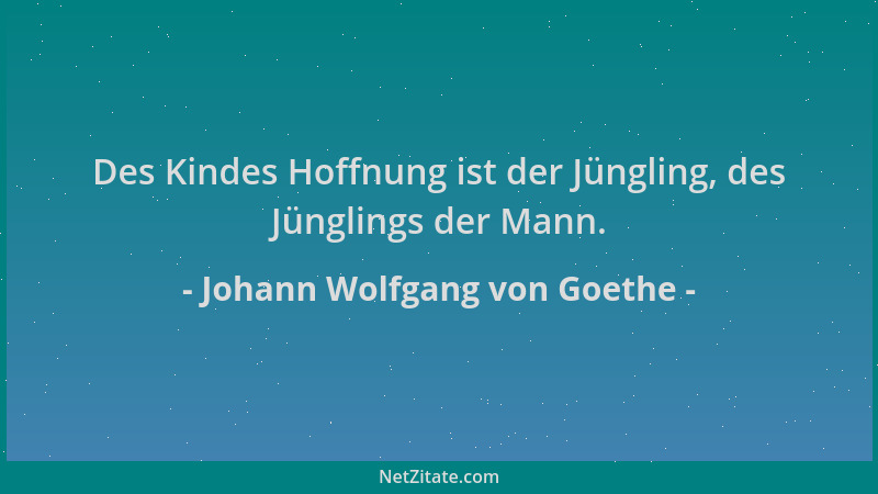 Johann Wolfgang von Goethe - Des Kindes Hoffnung ist der Jüngling, des Jünglings der Mann....