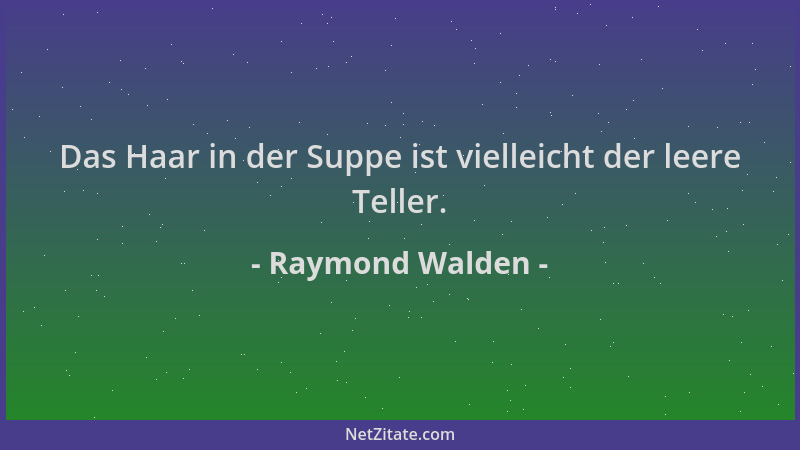 Raymond Walden - Das Haar in der Suppe ist vielleicht der leere Teller....