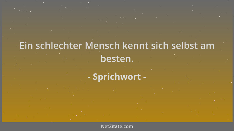Sprichwort - Ein schlechter Mensch kennt sich selbst am besten....