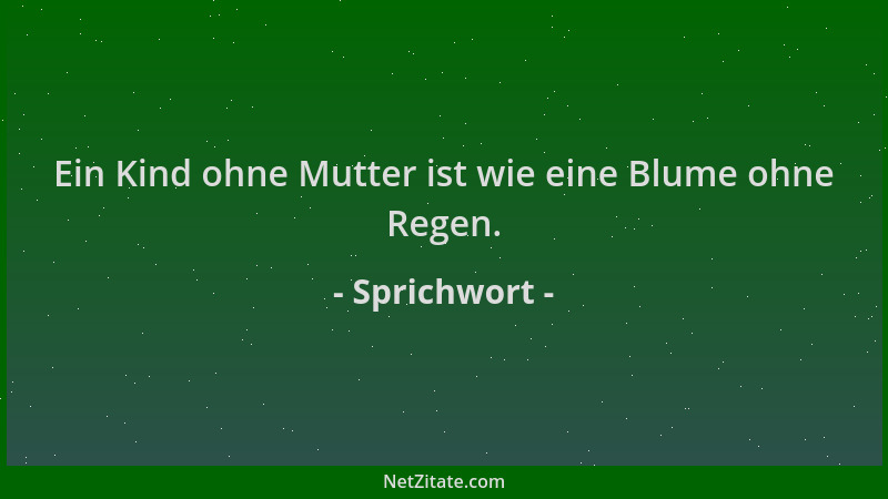 Sprichwort - Ein Kind ohne Mutter ist wie eine Blume ohne Regen....