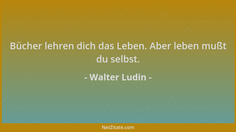 Walter Ludin - Bücher lehren dich das Leben. Aber leben mußt du selbst....