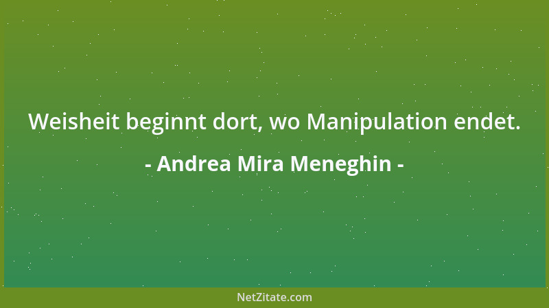 Andrea Mira Meneghin - Weisheit beginnt dort, wo Manipulation endet....