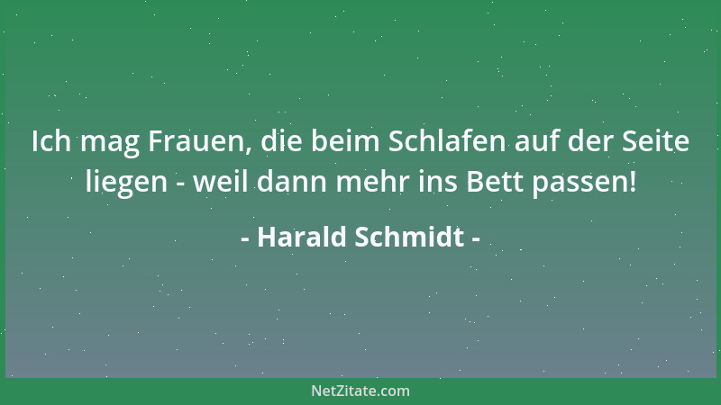 Harald Schmidt - Ich mag Frauen, die beim Schlafen auf der Seite liegen - weil dann mehr ins Bett passen!...