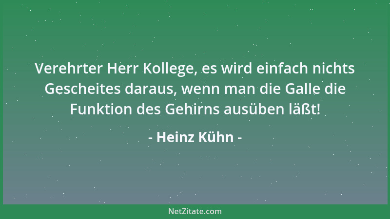 Heinz Kühn - Verehrter Herr Kollege, es wird einfach nichts Gescheites daraus, wenn man die Galle die Funktion des Gehirns...