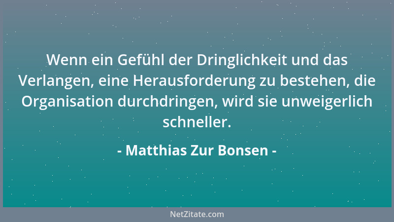 Matthias Zur Bonsen - Wenn ein Gefühl der Dringlichkeit und das Verlangen, eine Herausforderung zu bestehen, die Organisati...
