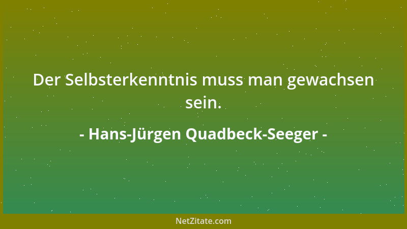 Hans-Jürgen Quadbeck-Seeger - Der Selbsterkenntnis muss man gewachsen sein....