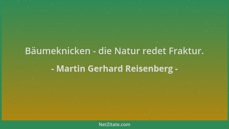 Martin Gerhard Reisenberg - Bäumeknicken - die Natur redet Fraktur....