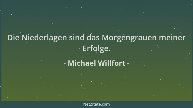 Michael Willfort - Die Niederlagen sind das Morgengrauen meiner Erfolge....
