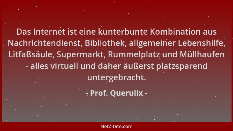 Prof. Querulix - Das Internet ist eine kunterbunte Kombination aus Nachrichtendienst, Bibliothek, allgemeiner Lebenshilfe,...