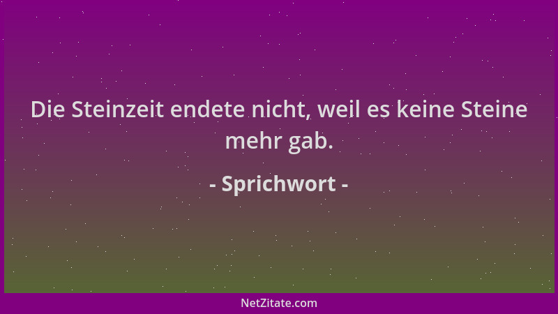 Sprichwort - Die Steinzeit endete nicht, weil es keine Steine mehr gab....
