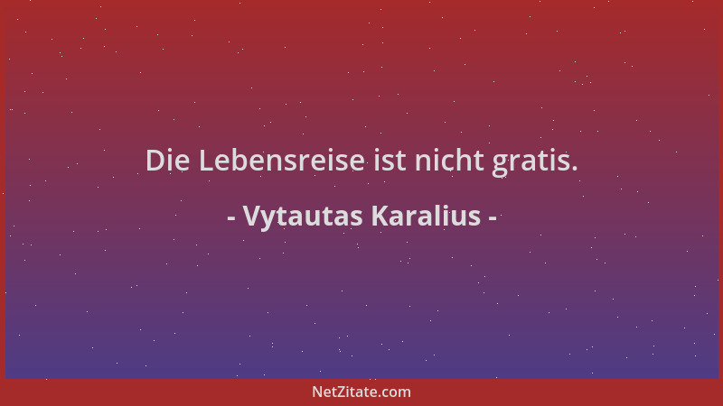 Vytautas Karalius - Die Lebensreise ist nicht gratis....