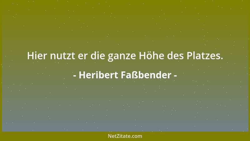 Heribert Faßbender - Hier nutzt er die ganze Höhe des Platzes....