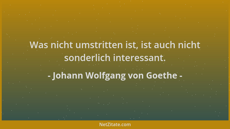 Johann Wolfgang von Goethe - Was nicht umstritten ist, ist auch nicht sonderlich interessant....