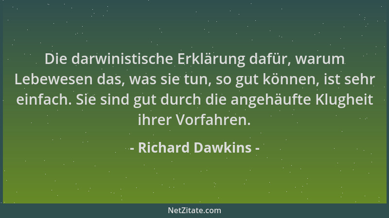 Richard Dawkins - Die darwinistische Erklärung dafür, warum Lebewesen das, was sie tun, so gut können, ist sehr einfach. Si...