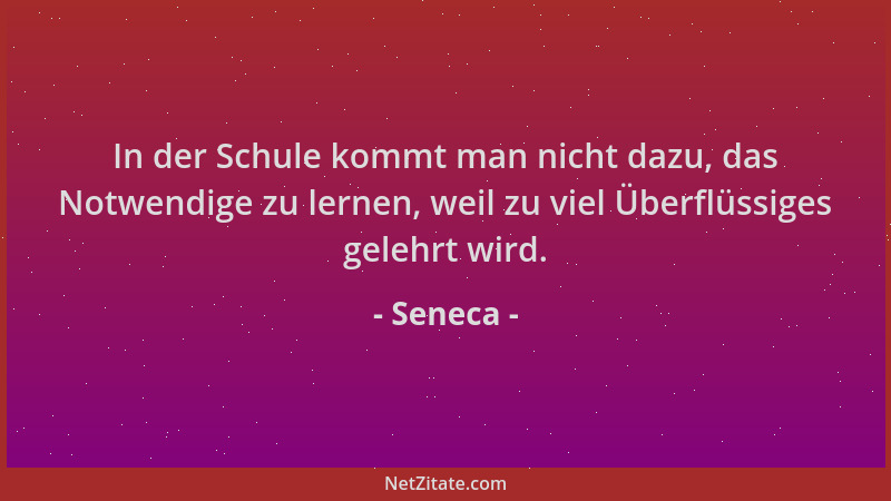 Seneca - In der Schule kommt man nicht dazu, das Notwendige zu lernen, weil zu viel Überflüssiges gelehrt wird....