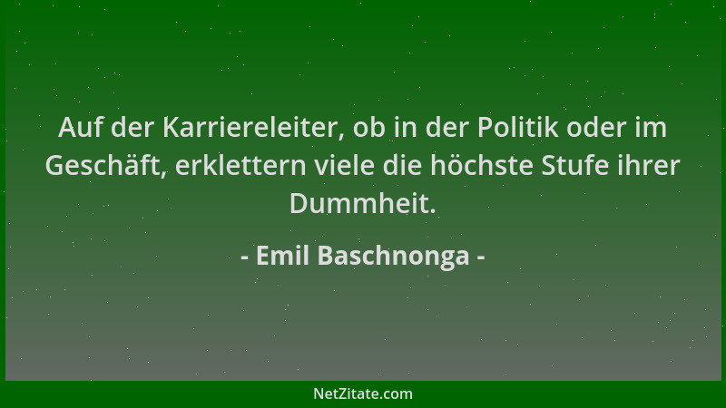 Emil Baschnonga - Auf der Karriereleiter, ob in der Politik oder im Geschäft, erklettern viele die höchste Stufe ihrer Dumm...