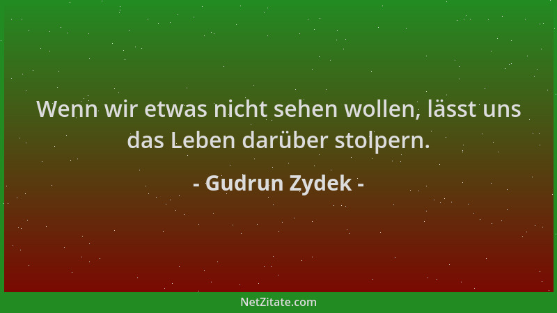 Gudrun Zydek - Wenn wir etwas nicht sehen wollen, lässt uns das Leben darüber stolpern....