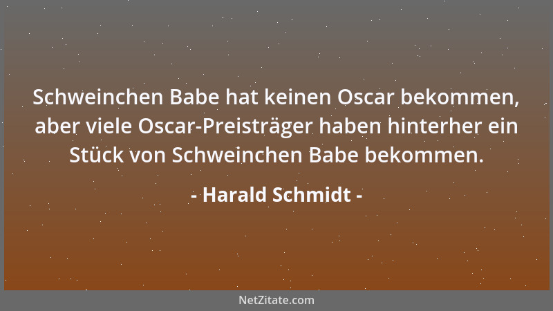 Harald Schmidt - Schweinchen Babe hat keinen Oscar bekommen, aber viele Oscar-Preisträger haben hinterher ein Stück von Sch...