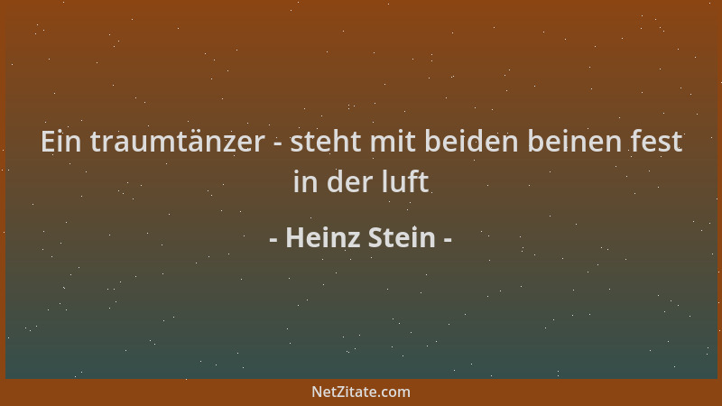 Heinz Stein - Ein traumtänzer - steht mit beiden beinen fest in der luft...