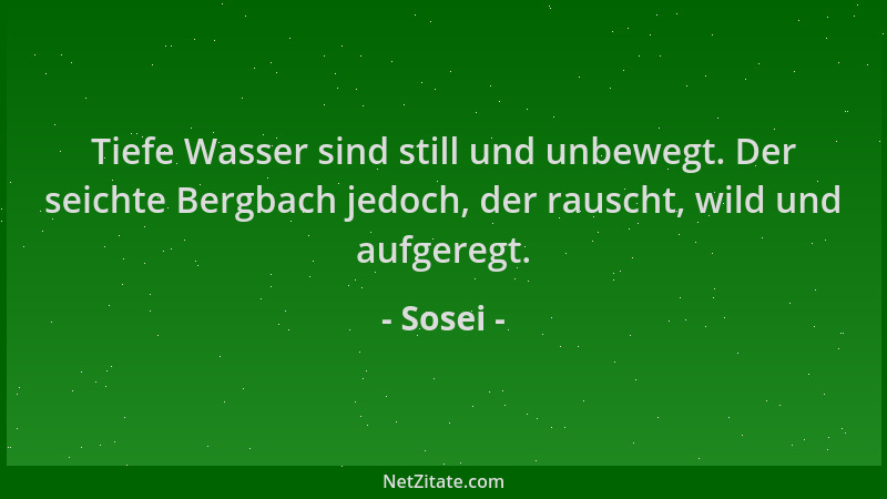 Sosei - Tiefe Wasser sind still und unbewegt. Der seichte Bergbach jedoch, der rauscht, wild und aufgeregt....