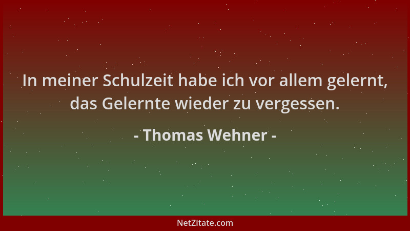 Thomas Wehner - In meiner Schulzeit habe ich vor allem gelernt, das Gelernte wieder zu vergessen....
