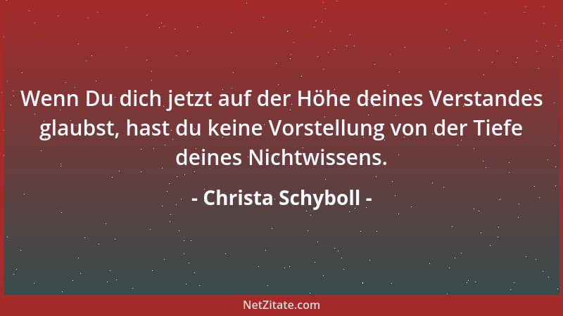 Christa Schyboll - Wenn Du dich jetzt auf der Höhe deines Verstandes glaubst, hast du keine Vorstellung von der Tiefe deine...