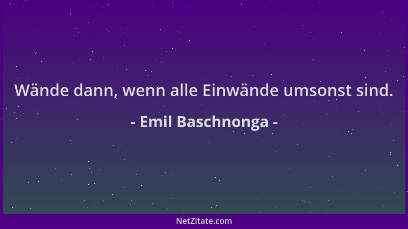 Emil Baschnonga - Wände dann, wenn alle Einwände umsonst sind....