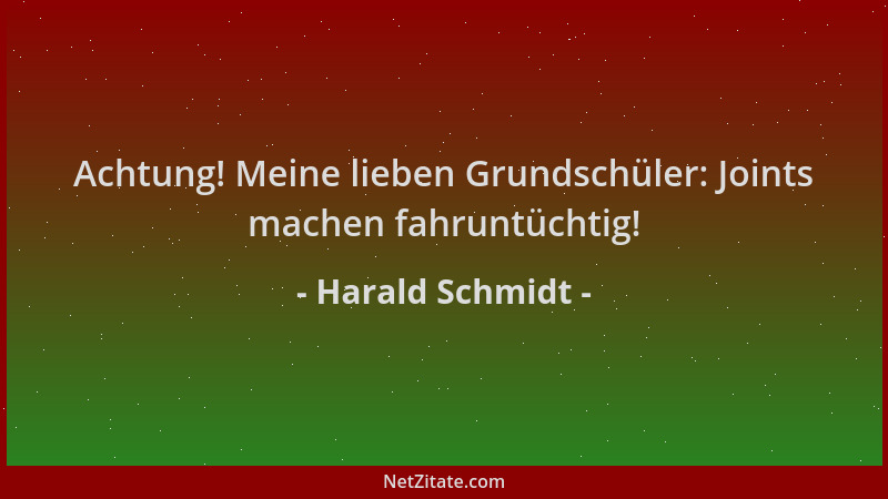 Harald Schmidt - Achtung! Meine lieben Grundschüler: Joints machen fahruntüchtig!...