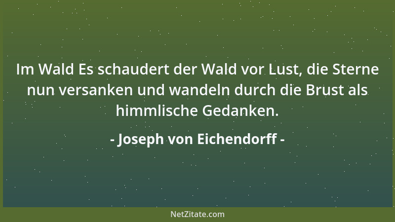 Joseph von Eichendorff - Im Wald Es schaudert der Wald vor Lust, die Sterne nun versanken und wandeln durch die Brust als h...