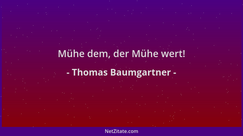 Thomas Baumgartner - Mühe dem, der Mühe wert!...